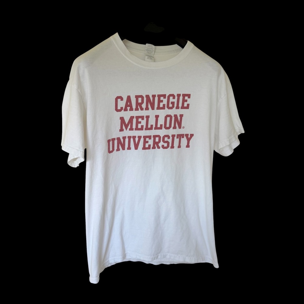 Y2K Gildan Carnegie Mellon University T-Shirt White Maroon Large